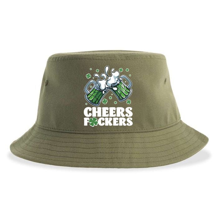 St Patricks Day Cheers Fckers Shamrock Clover Green Beer Sustainable Bucket Hat