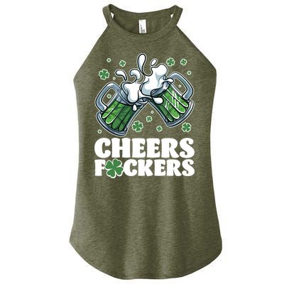 St Patricks Day Cheers Fckers Shamrock Clover Green Beer Women's Perfect Tri Rocker Tank