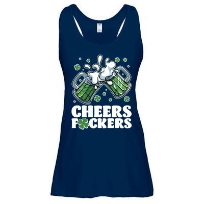 St Patricks Day Cheers Fckers Shamrock Clover Green Beer Ladies Essential Flowy Tank