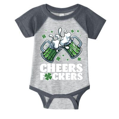 St Patricks Day Cheers Fckers Shamrock Clover Green Beer Infant Baby Jersey Bodysuit