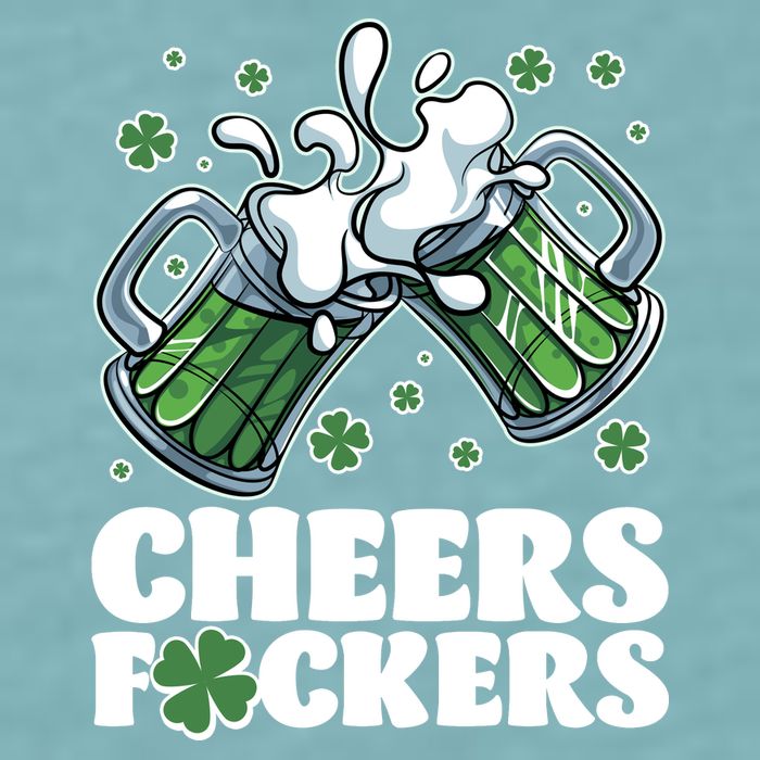 St Patricks Day Cheers Fckers Shamrock Clover Green Beer Sueded Cloud Jersey T-Shirt