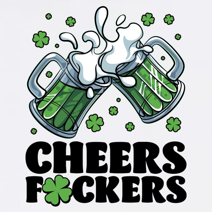 St Patricks Day Cheers Fckers Shamrock Clover Green Beer Garment-Dyed Sweatshirt