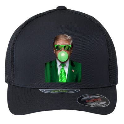 St. Patricks Day Funny Trump Bubble. Gum Design Green Gift Flexfit Unipanel Trucker Cap