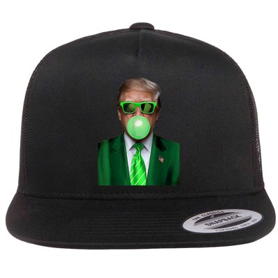 St. Patricks Day Funny Trump Bubble. Gum Design Green Gift Flatbill Hat