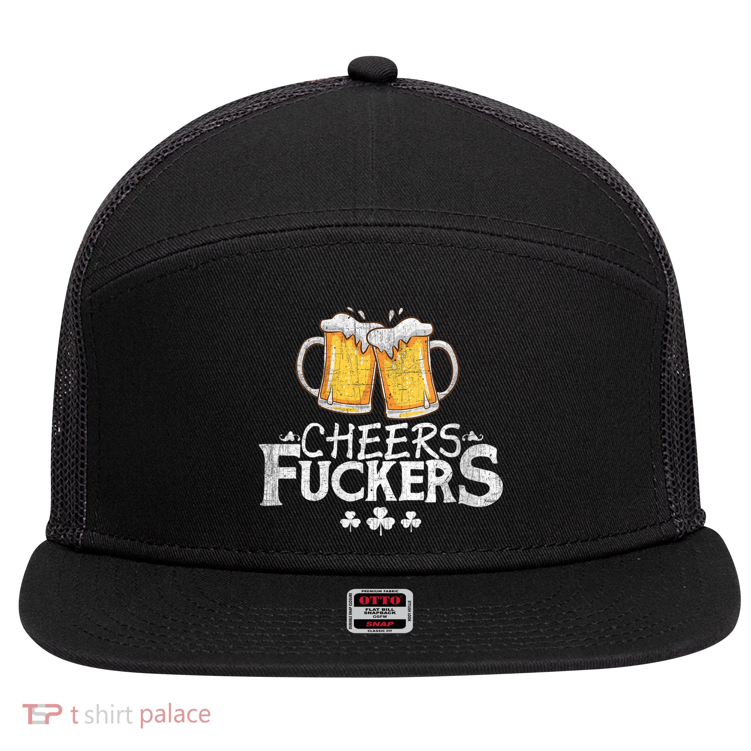St Patricks Day Cheers Fuckers 7 Panel Mesh Trucker Snapback Hat