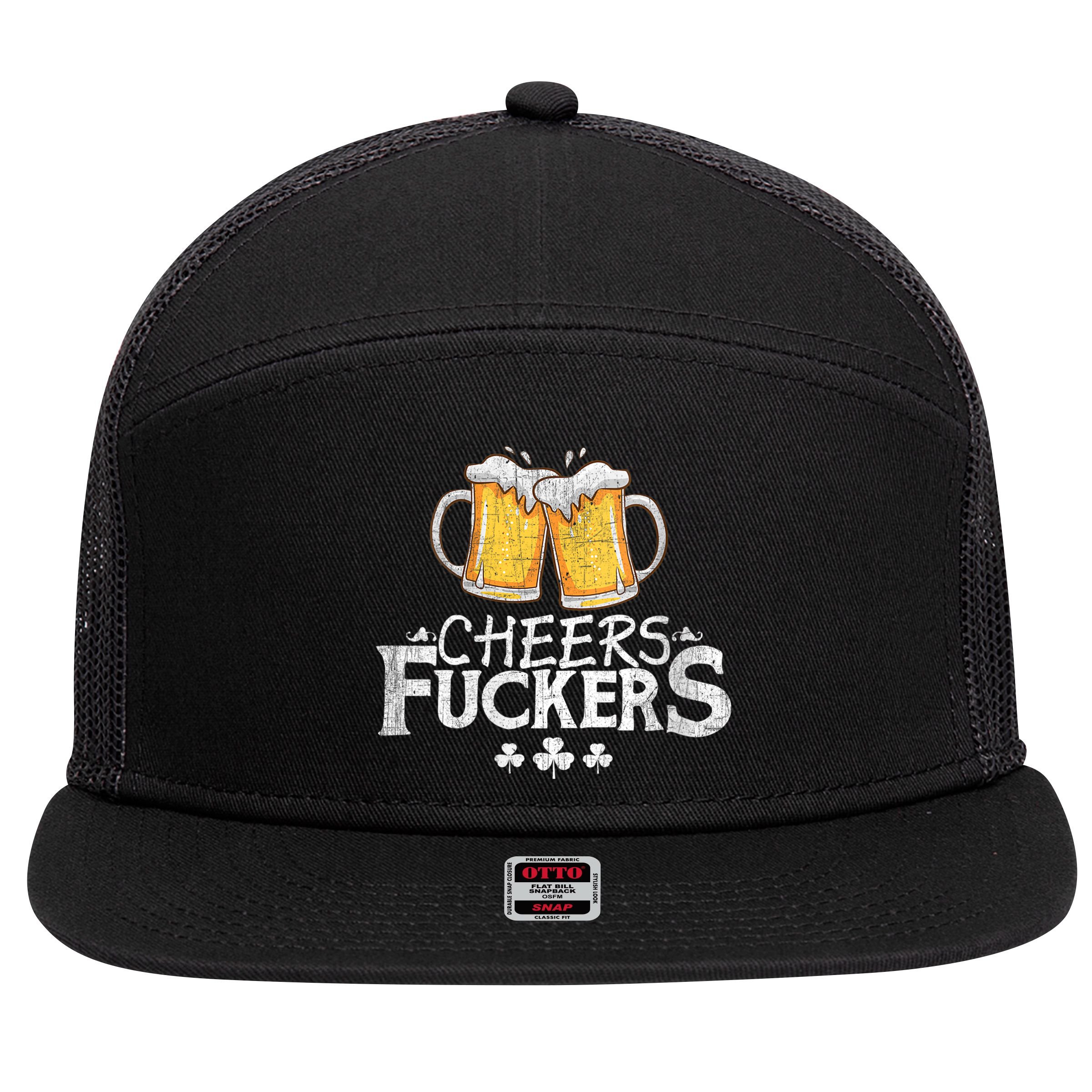 St Patricks Day Cheers Fuckers 7 Panel Mesh Trucker Snapback Hat