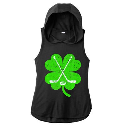 St Patricks Day Irish Hockey Shamrock Costume Ladies PosiCharge Tri-Blend Wicking Draft Hoodie Tank