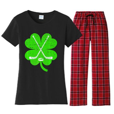 St Patricks Day Irish Hockey Shamrock Costume Women's Flannel Pajama Set