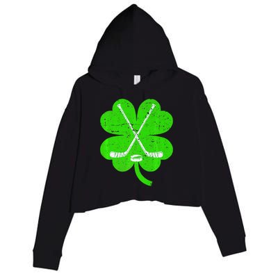 St Patricks Day Irish Hockey Shamrock Costume Crop Fleece Hoodie