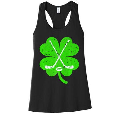 St Patricks Day Irish Hockey Shamrock Costume Women's Racerback Tank