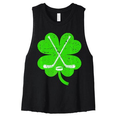 St Patricks Day Irish Hockey Shamrock Costume Women's Racerback Cropped Tank