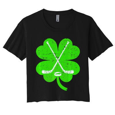 St Patricks Day Irish Hockey Shamrock Costume Women's Crop Top Tee