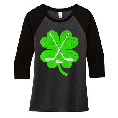 St Patricks Day Irish Hockey Shamrock Costume Women's Tri-Blend 3/4-Sleeve Raglan Shirt