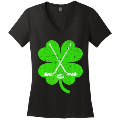 St Patricks Day Irish Hockey Shamrock Costume Women's V-Neck T-Shirt