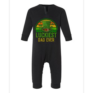 St Patrick`s Day Irish Luckiest Dad Ever Father`s Day Lucky Gift Infant Fleece One Piece