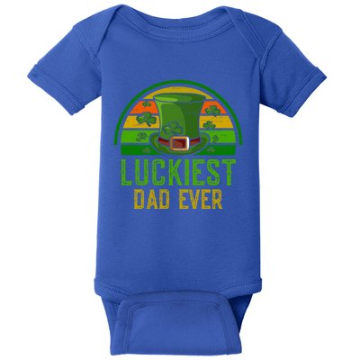 St Patrick`s Day Irish Luckiest Dad Ever Father`s Day Lucky Gift Baby Bodysuit