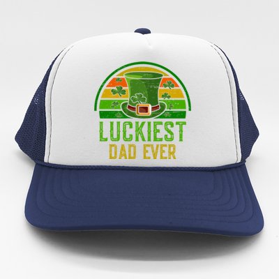 St Patrick`s Day Irish Luckiest Dad Ever Father`s Day Lucky Gift Trucker Hat