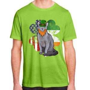 St Patricks Day Irish American Flag Russian Blue Cat Meaningful Gift Adult ChromaSoft Performance T-Shirt