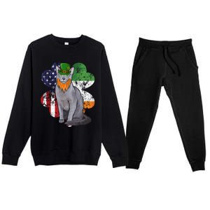 St Patricks Day Irish American Flag Russian Blue Cat Meaningful Gift Premium Crewneck Sweatsuit Set