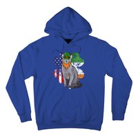 St Patricks Day Irish American Flag Russian Blue Cat Meaningful Gift Hoodie