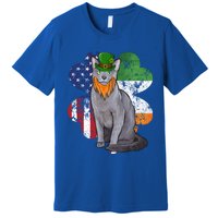 St Patricks Day Irish American Flag Russian Blue Cat Meaningful Gift Premium T-Shirt