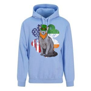 St Patricks Day Irish American Flag Russian Blue Cat Meaningful Gift Unisex Surf Hoodie