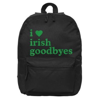St Patricks Day I Love Irish Goodbyes I Heart Irish Goodbyes 16 in Basic Backpack