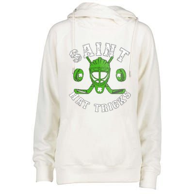 St Patricks Day Saint Hat Tricks Hockey Shamrock Womens Funnel Neck Pullover Hood