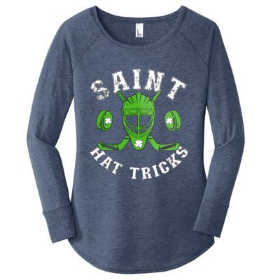 St Patricks Day Saint Hat Tricks Hockey Shamrock Women's Perfect Tri Tunic Long Sleeve Shirt