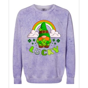 St Patricks Day Lucky Gnome Irish Rainbow Cute Gift Colorblast Crewneck Sweatshirt