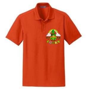 St Patricks Day Lucky Gnome Irish Rainbow Cute Gift Dry Zone Grid Polo