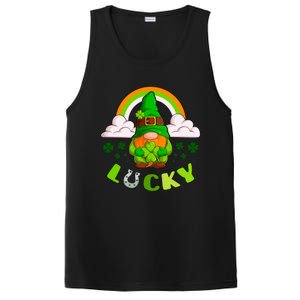 St Patricks Day Lucky Gnome Irish Rainbow Cute Gift PosiCharge Competitor Tank