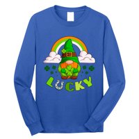 St Patricks Day Lucky Gnome Irish Rainbow Cute Gift Long Sleeve Shirt