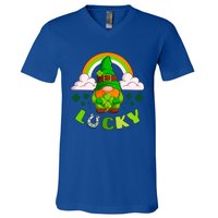 St Patricks Day Lucky Gnome Irish Rainbow Cute Gift V-Neck T-Shirt