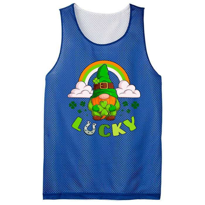 St Patricks Day Lucky Gnome Irish Rainbow Cute Gift Mesh Reversible Basketball Jersey Tank