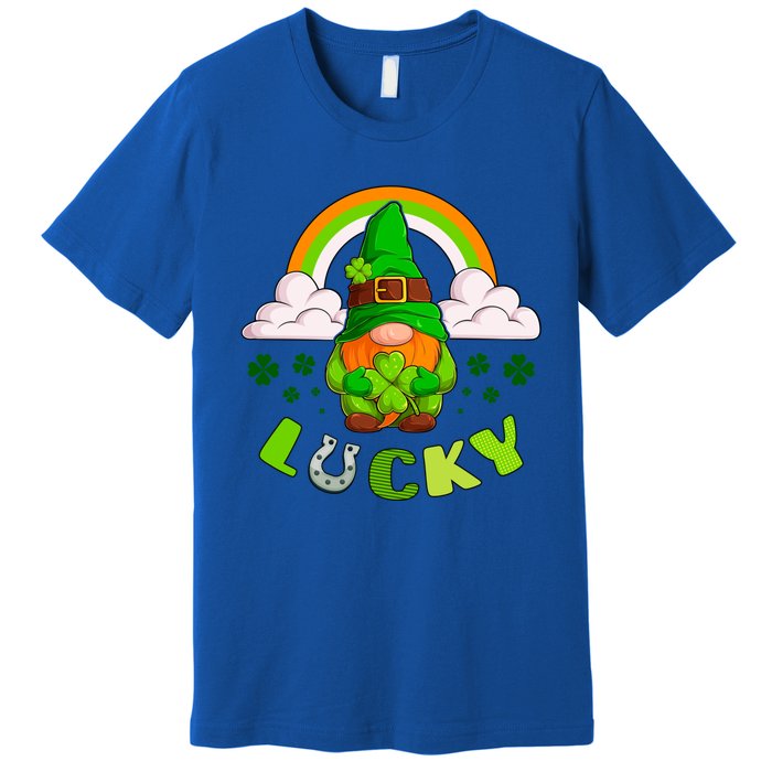 St Patricks Day Lucky Gnome Irish Rainbow Cute Gift Premium T-Shirt