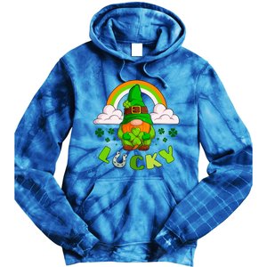 St Patricks Day Lucky Gnome Irish Rainbow Cute Gift Tie Dye Hoodie