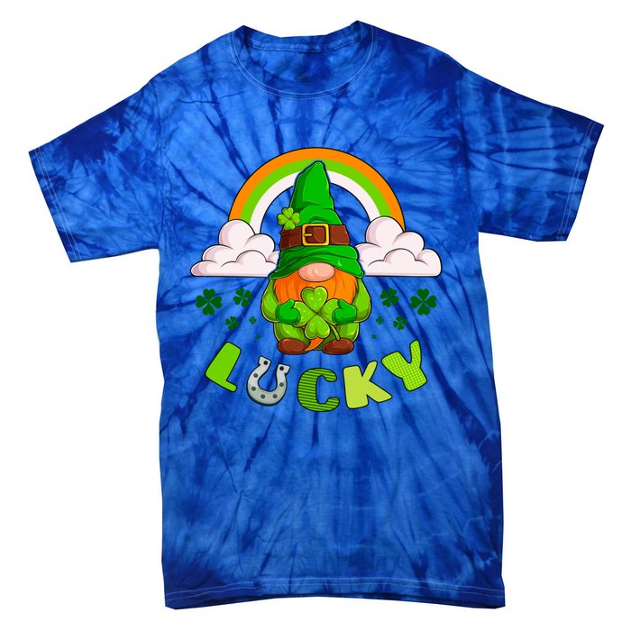 St Patricks Day Lucky Gnome Irish Rainbow Cute Gift Tie-Dye T-Shirt