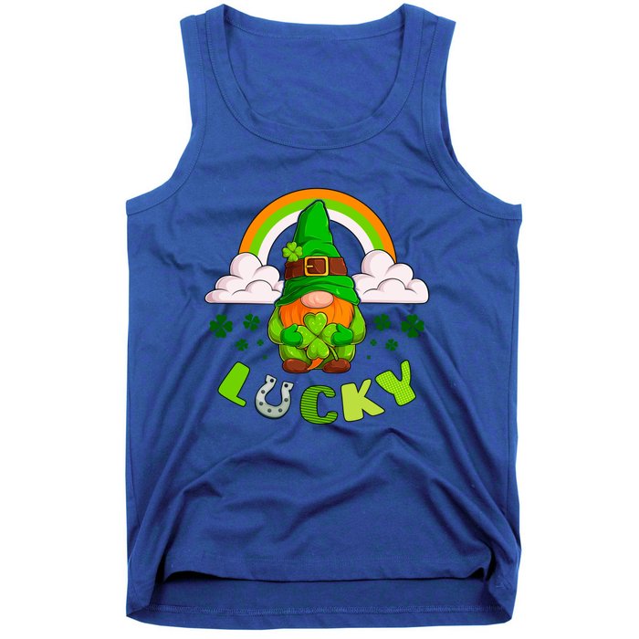 St Patricks Day Lucky Gnome Irish Rainbow Cute Gift Tank Top