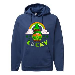 St Patricks Day Lucky Gnome Irish Rainbow Cute Gift Performance Fleece Hoodie