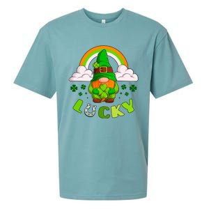 St Patricks Day Lucky Gnome Irish Rainbow Cute Gift Sueded Cloud Jersey T-Shirt