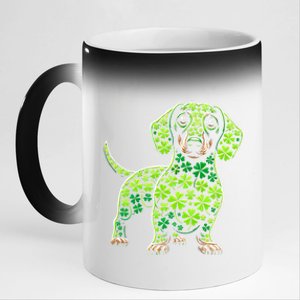 St Patrick Day Dachshund Irish Shamrock Clover Dog Lover Best Gift 11oz Black Color Changing Mug