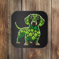 St Patrick Day Dachshund Irish Shamrock Clover Dog Lover Best Gift Coaster