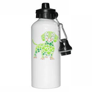 St Patrick Day Dachshund Irish Shamrock Clover Dog Lover Best Gift Aluminum Water Bottle