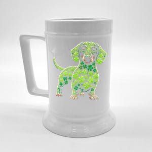 St Patrick Day Dachshund Irish Shamrock Clover Dog Lover Best Gift Beer Stein