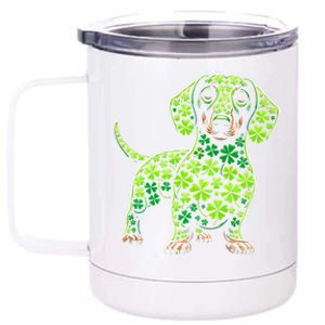 St Patrick Day Dachshund Irish Shamrock Clover Dog Lover Best Gift 12 oz Stainless Steel Tumbler Cup