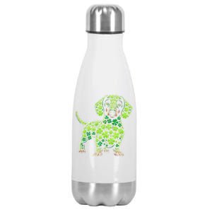 St Patrick Day Dachshund Irish Shamrock Clover Dog Lover Best Gift Stainless Steel Insulated Water Bottle