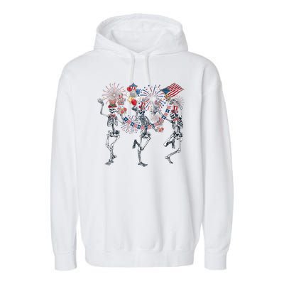 Skeleton Party Dance 4th Of July Garment-Dyed Fleece Hoodie