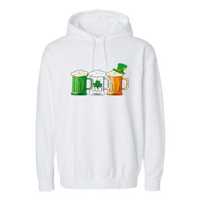 St Patricks Day Irish Beer Ireland Flag Leprechaun Cute Clover Gift Garment-Dyed Fleece Hoodie