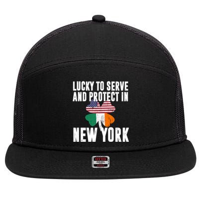 St Patricks Day Irish Police Officer In New York Gift 7 Panel Mesh Trucker Snapback Hat